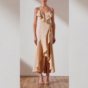 SHONA JOY LUXE BIAS WRAP DRESS RUFFLE